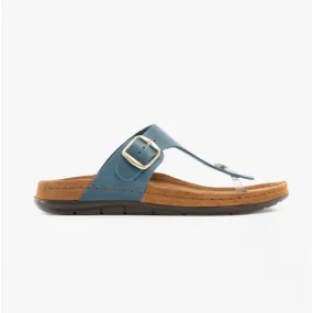 5860 Ladies Leather Mule Sandals Blue Jeans