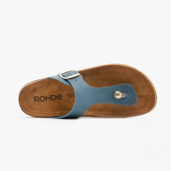 5860 Ladies Leather Mule Sandals Blue Jeans