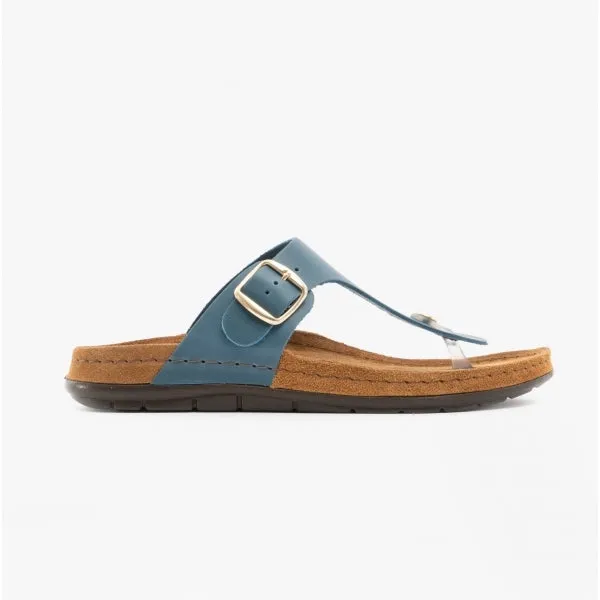 5860 Ladies Leather Mule Sandals Blue Jeans