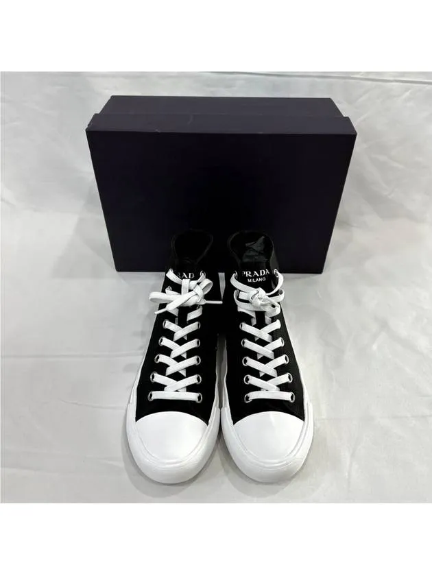 7 Prada Men s Logo Canvas High Top Sneakers Black