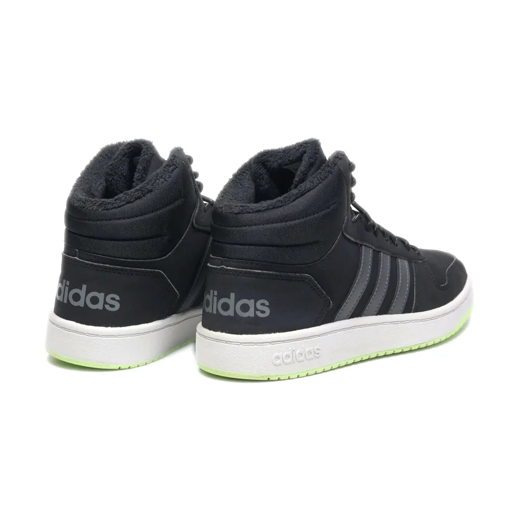 Adidas Hoops Mid Ankle Boots Fabric Black Colour For Men