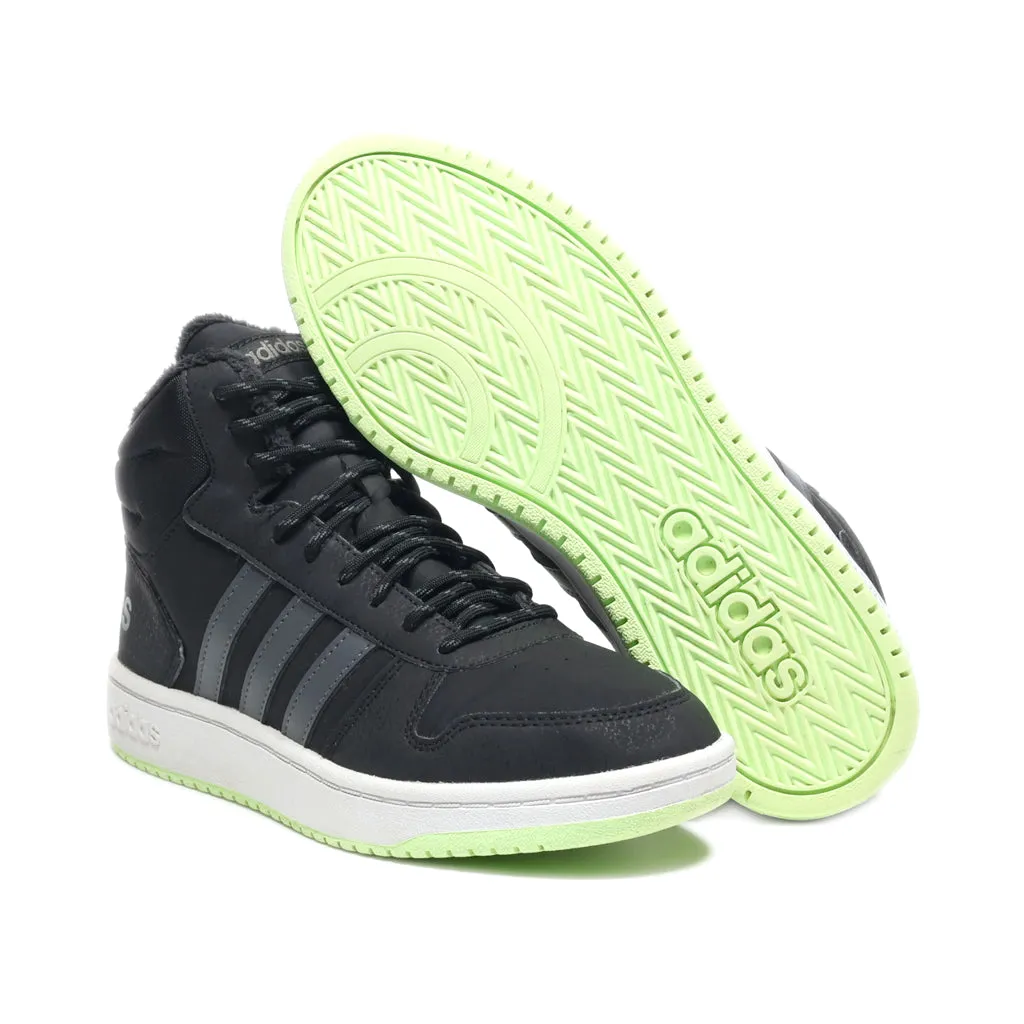 Adidas Hoops Mid Ankle Boots Fabric Black Colour For Men