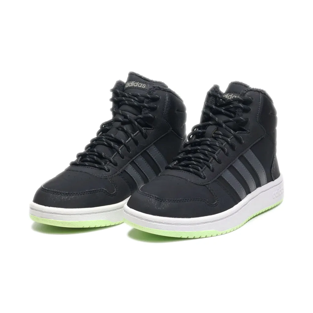 Adidas Hoops Mid Ankle Boots Fabric Black Colour For Men
