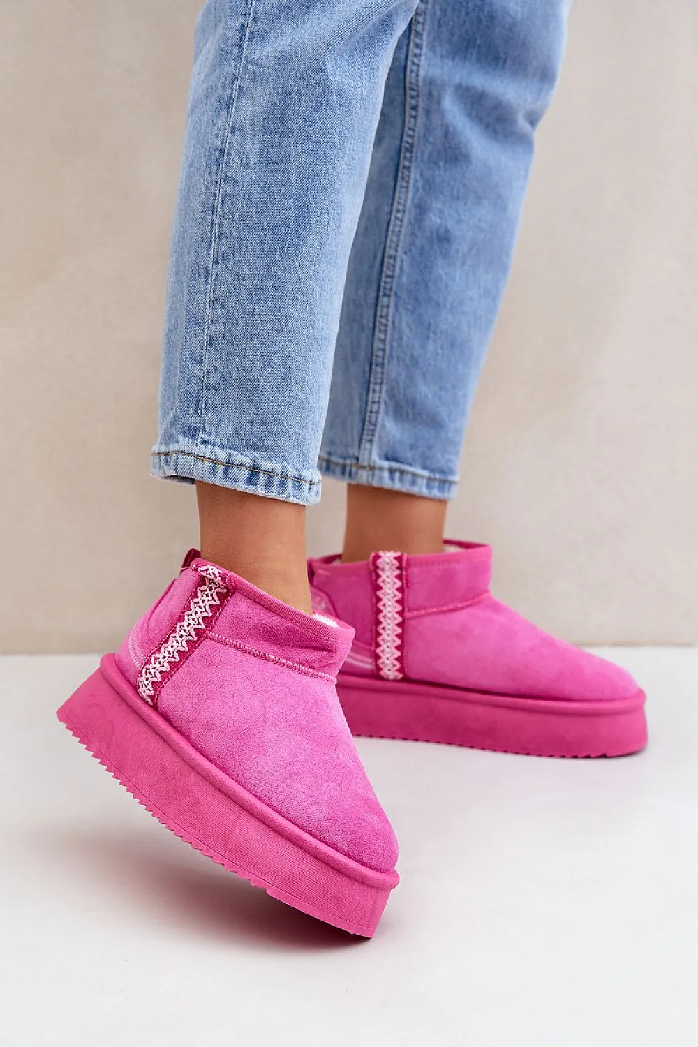 Aztec pattern thick sole snow boots