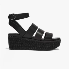 ELOISE Ladies Espadrille Strappy Wedge Sandals Black