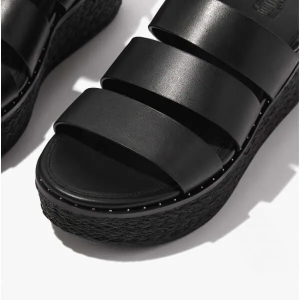 ELOISE Ladies Espadrille Strappy Wedge Sandals Black
