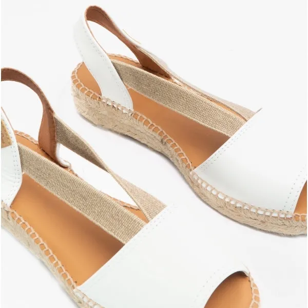 ETNA Ladies Leather Espadrille Sandals White
