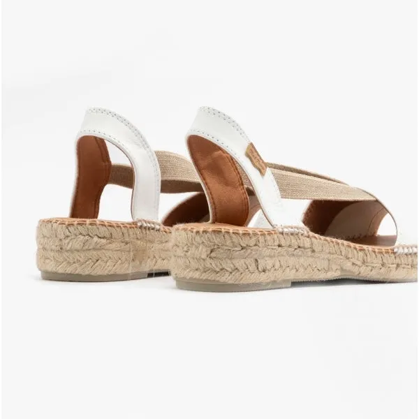 ETNA Ladies Leather Espadrille Sandals White