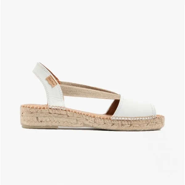 ETNA Ladies Leather Espadrille Sandals White