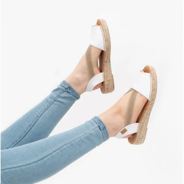 ETNA Ladies Leather Espadrille Sandals White