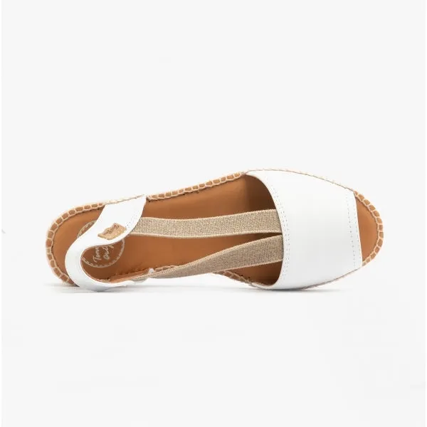 ETNA Ladies Leather Espadrille Sandals White