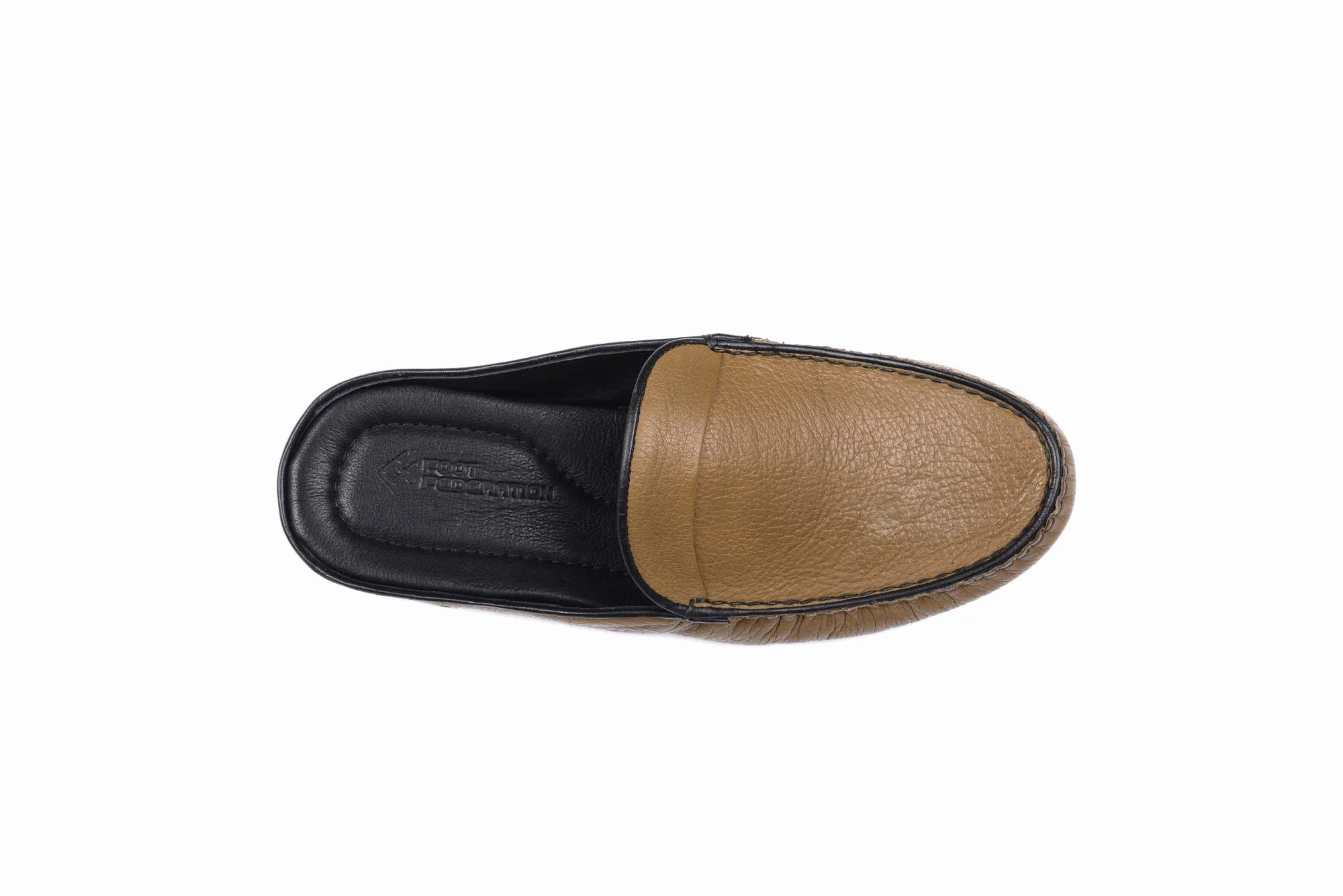 FOOT FEDERATION MOC-TOE MEN'S LEATHER SLIPPER WALNUT