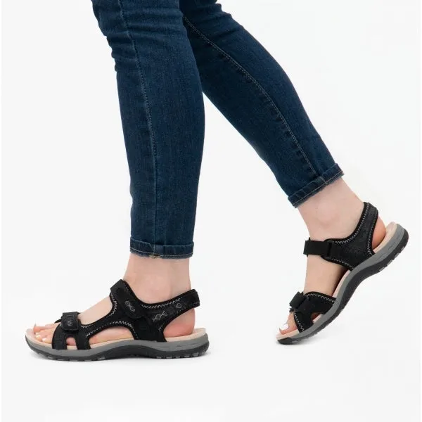 FRISCO Ladies Leather Touch Fasten Sandals Black
