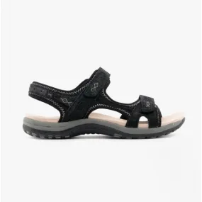 FRISCO Ladies Leather Touch Fasten Sandals Black