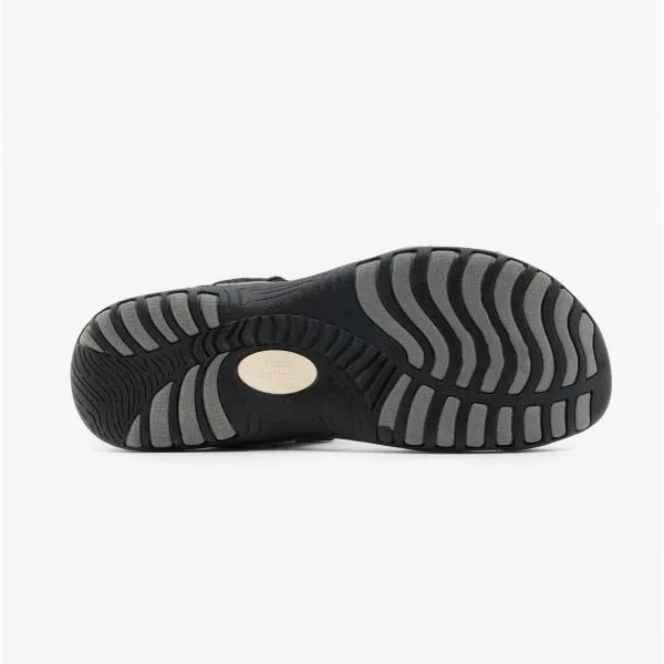 FRISCO Ladies Leather Touch Fasten Sandals Black