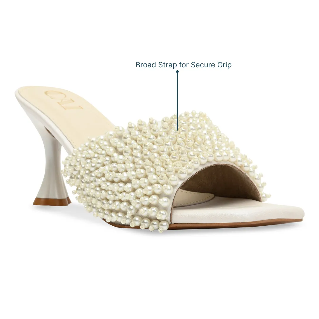 Intricate Pearl Strapped Heel