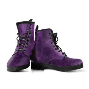 Jimi Hendrix 'Purple Haze' Women's Vegan Leather Combat Boots