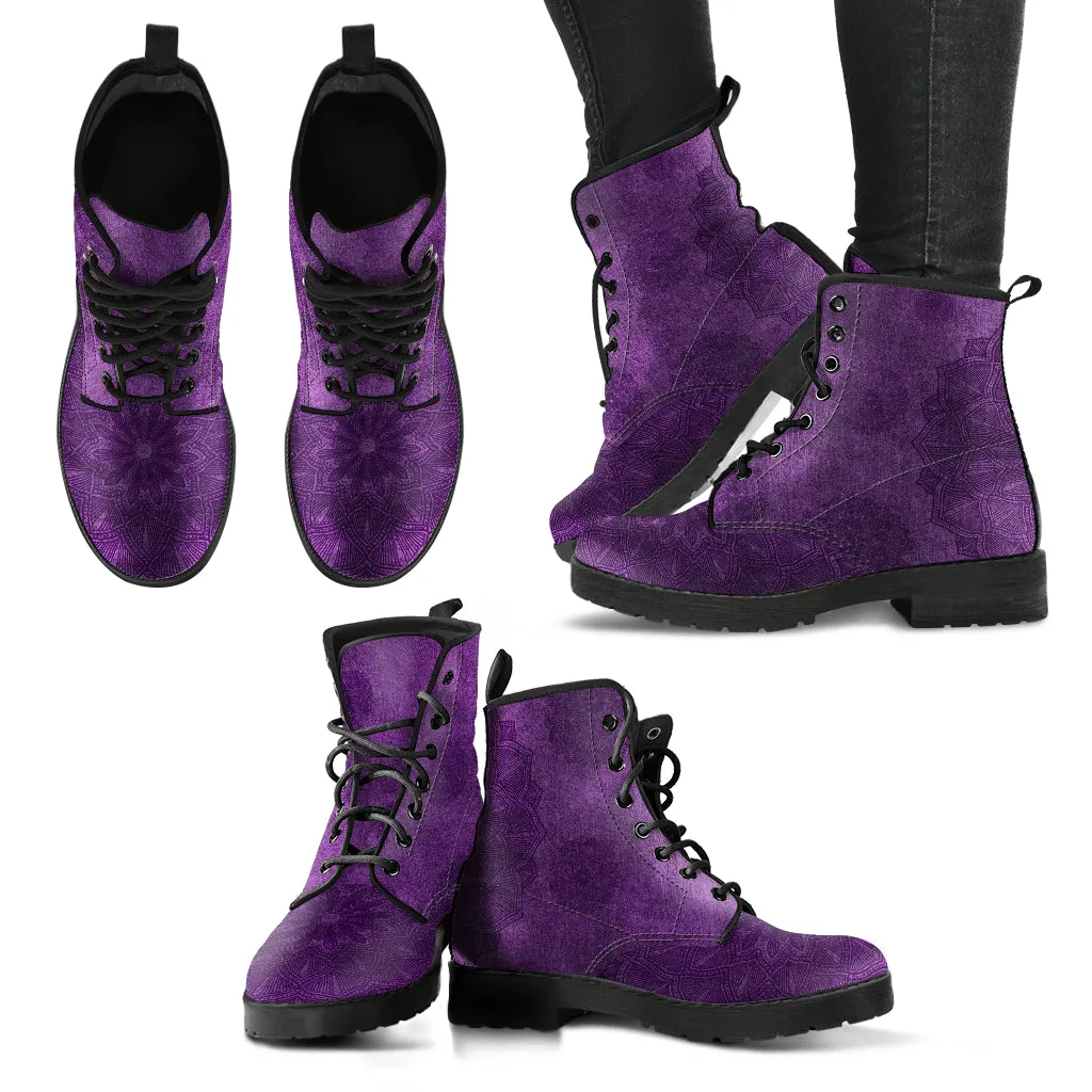 Jimi Hendrix 'Purple Haze' Women's Vegan Leather Combat Boots