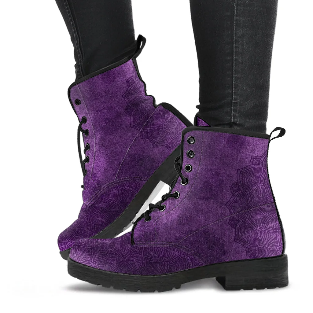 Jimi Hendrix 'Purple Haze' Women's Vegan Leather Combat Boots