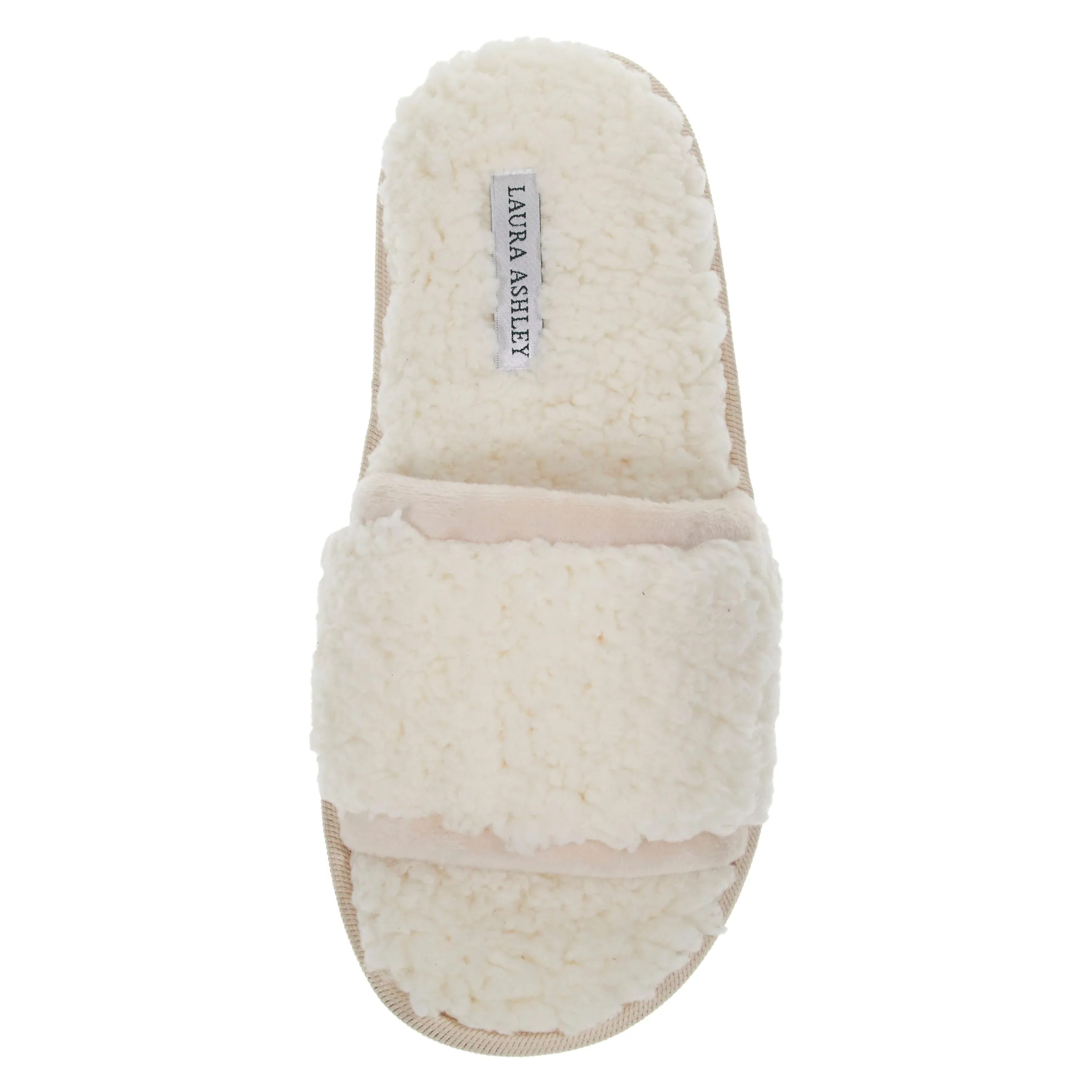 Laura Ashley Womens Ladies Luxury Spa Sherpa One Band with Memory Foam Slippers