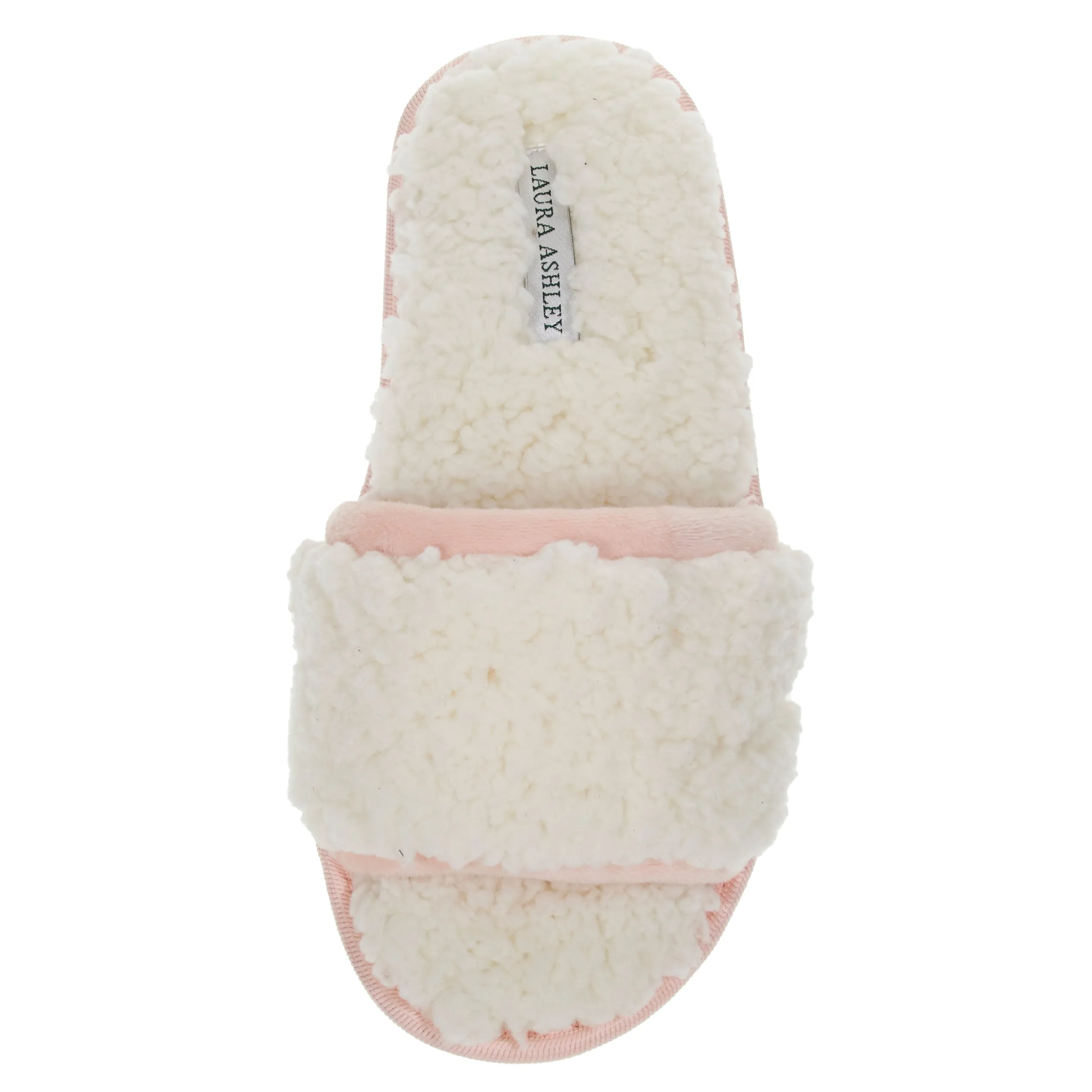 Laura Ashley Womens Ladies Luxury Spa Sherpa One Band with Memory Foam Slippers