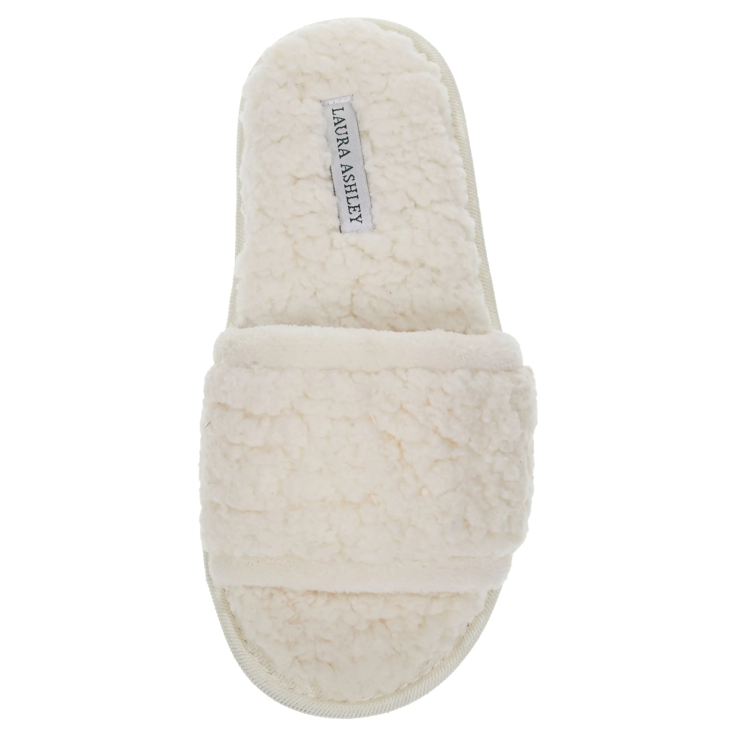 Laura Ashley Womens Ladies Luxury Spa Sherpa One Band with Memory Foam Slippers