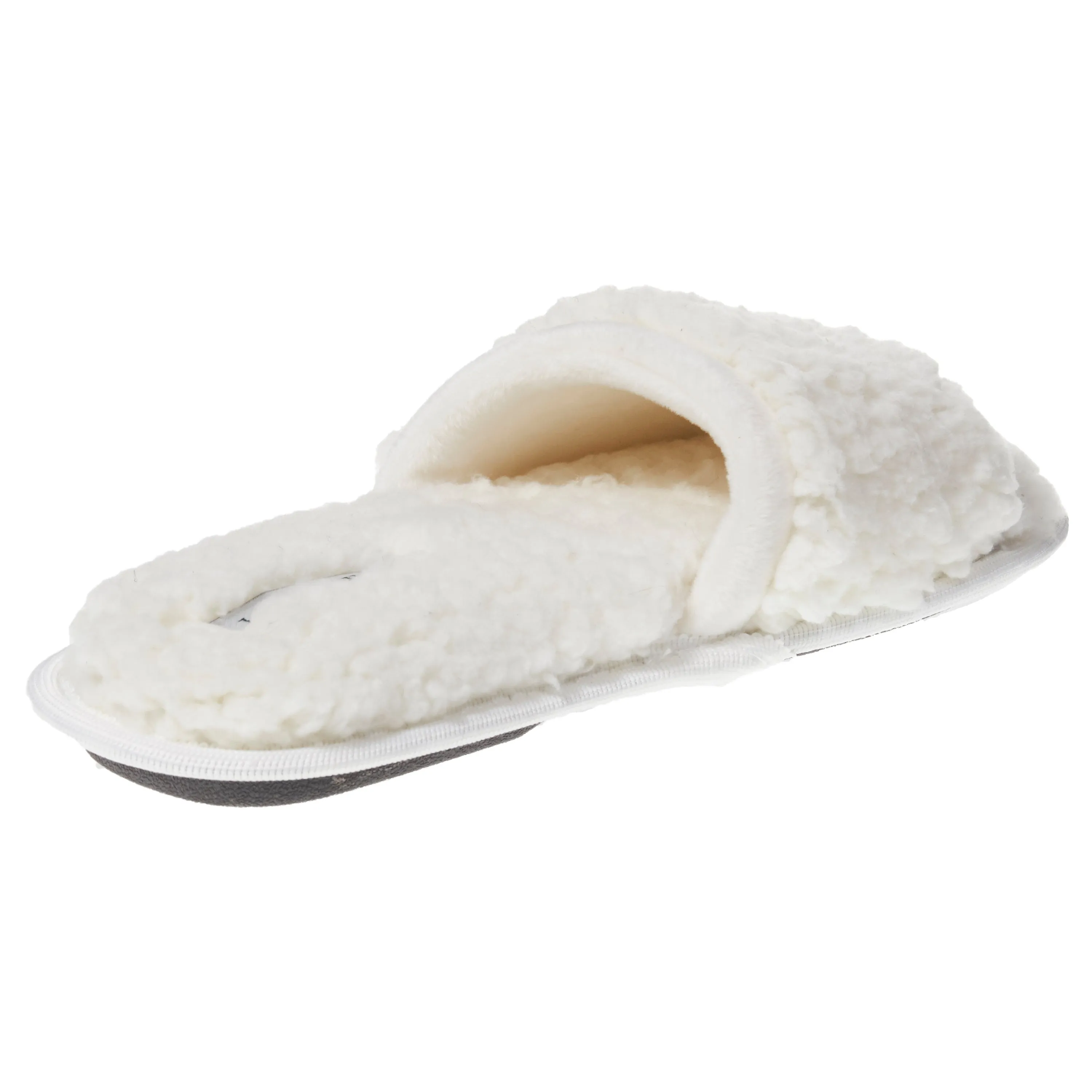 Laura Ashley Womens Ladies Luxury Spa Sherpa One Band with Memory Foam Slippers