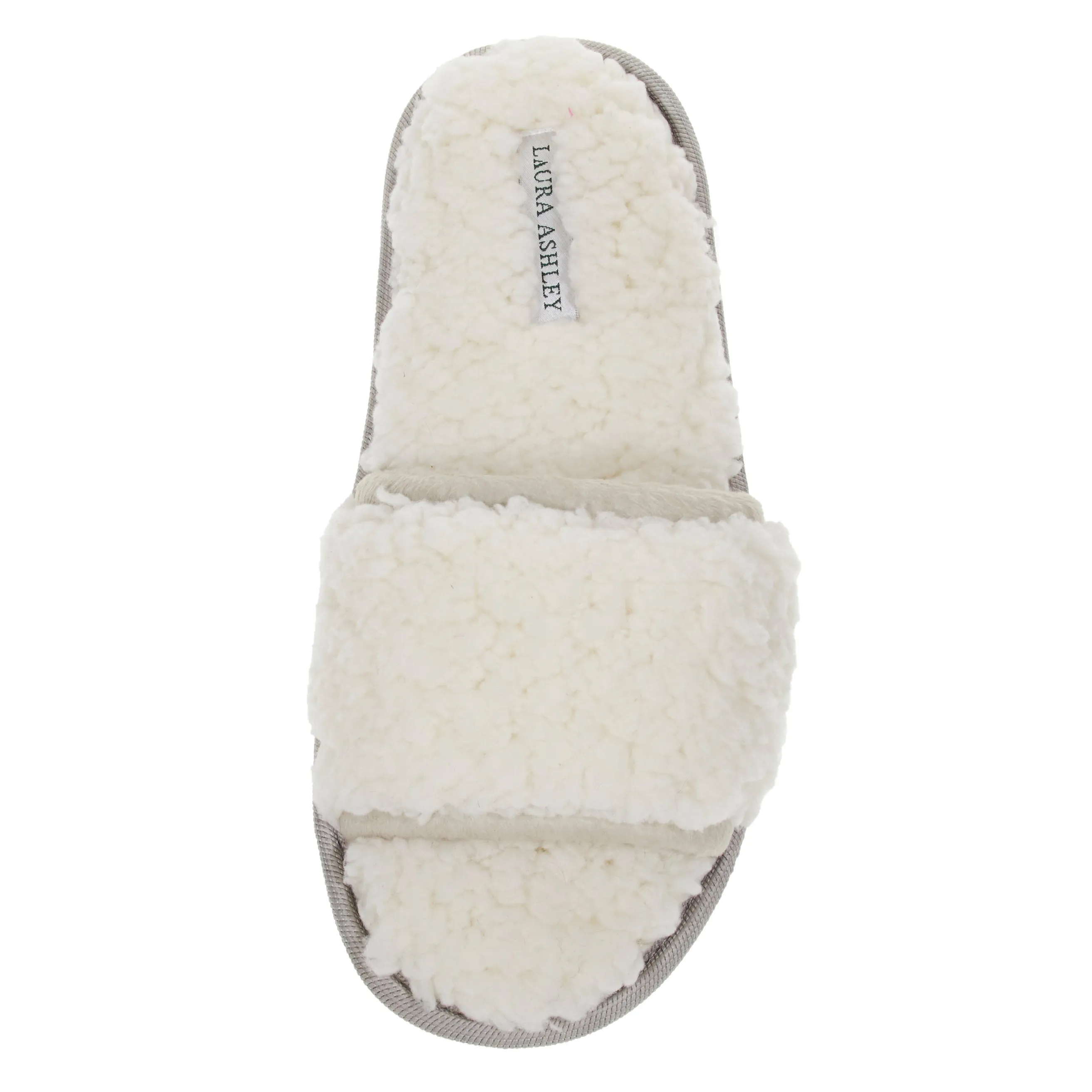 Laura Ashley Womens Ladies Luxury Spa Sherpa One Band with Memory Foam Slippers