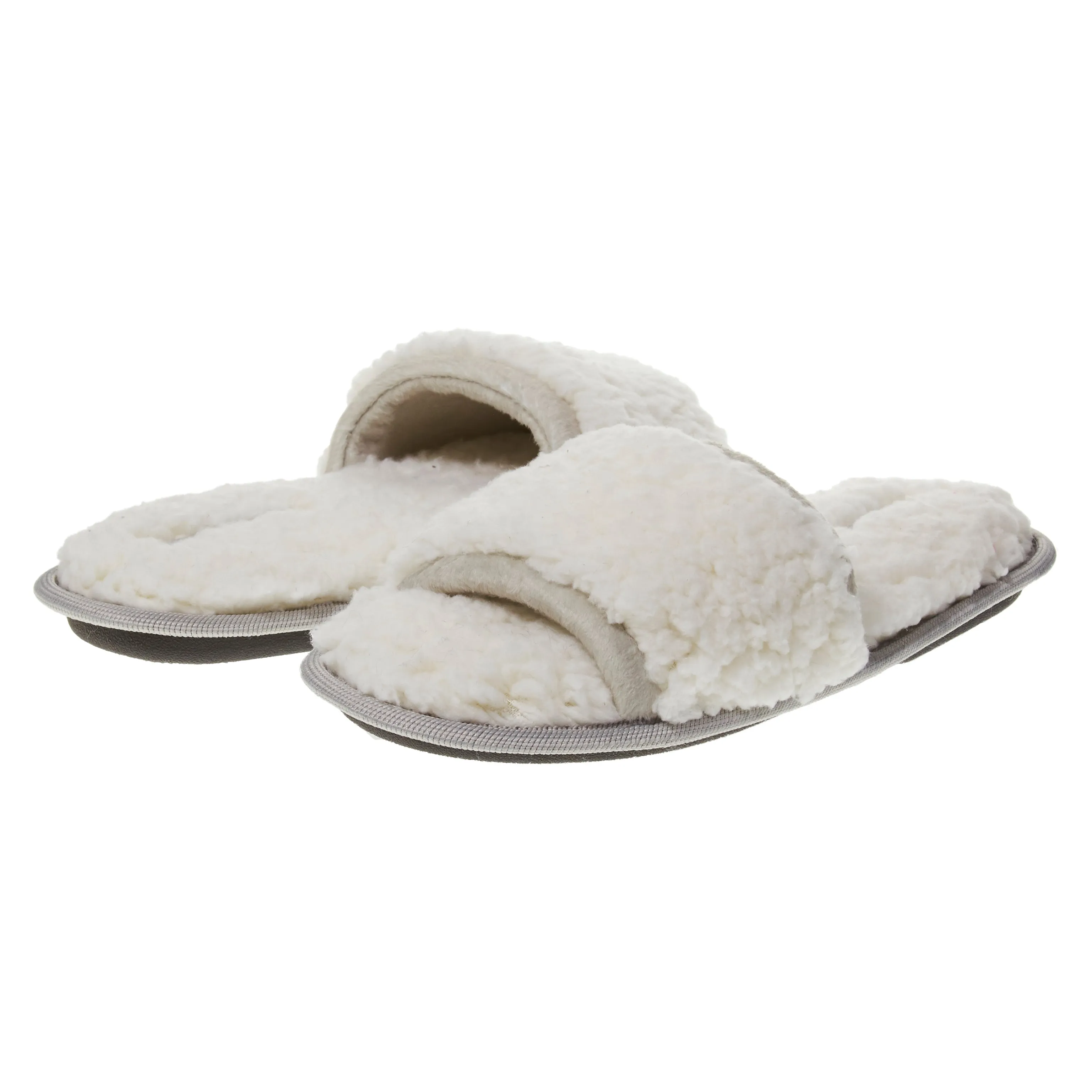 Laura Ashley Womens Ladies Luxury Spa Sherpa One Band with Memory Foam Slippers