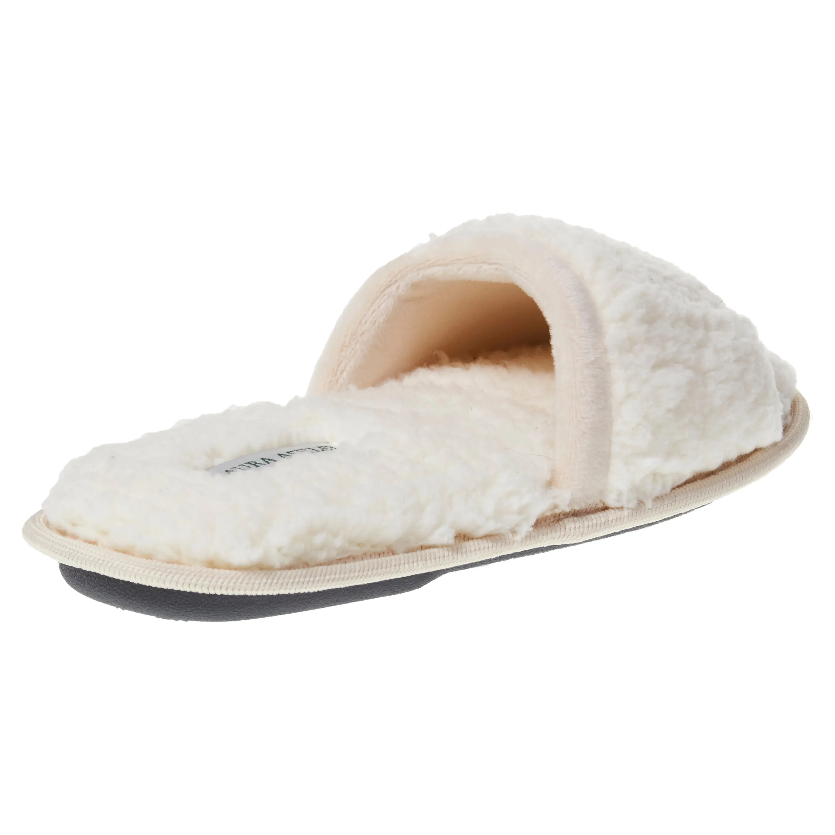 Laura Ashley Womens Ladies Luxury Spa Sherpa One Band with Memory Foam Slippers
