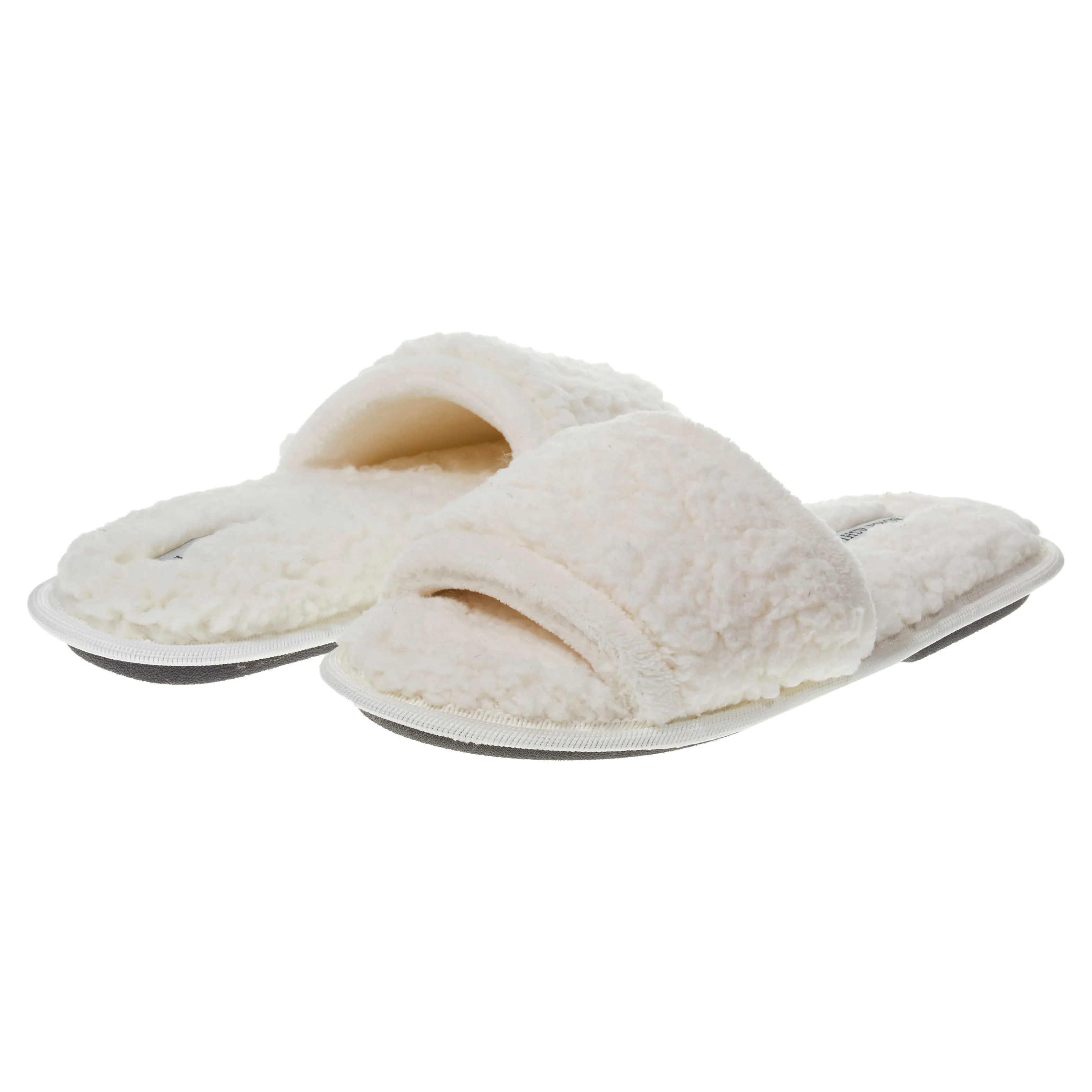 Laura Ashley Womens Ladies Luxury Spa Sherpa One Band with Memory Foam Slippers