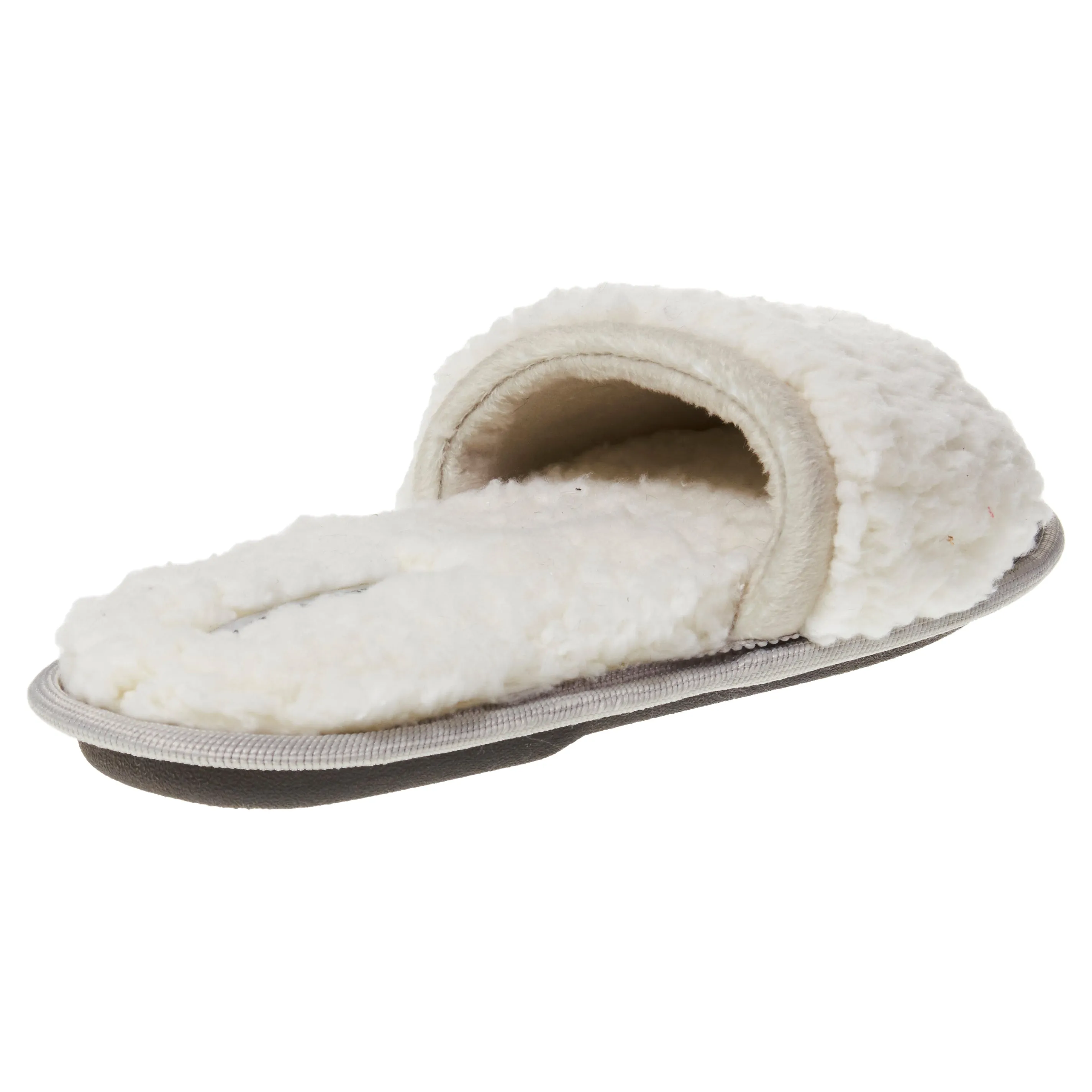 Laura Ashley Womens Ladies Luxury Spa Sherpa One Band with Memory Foam Slippers