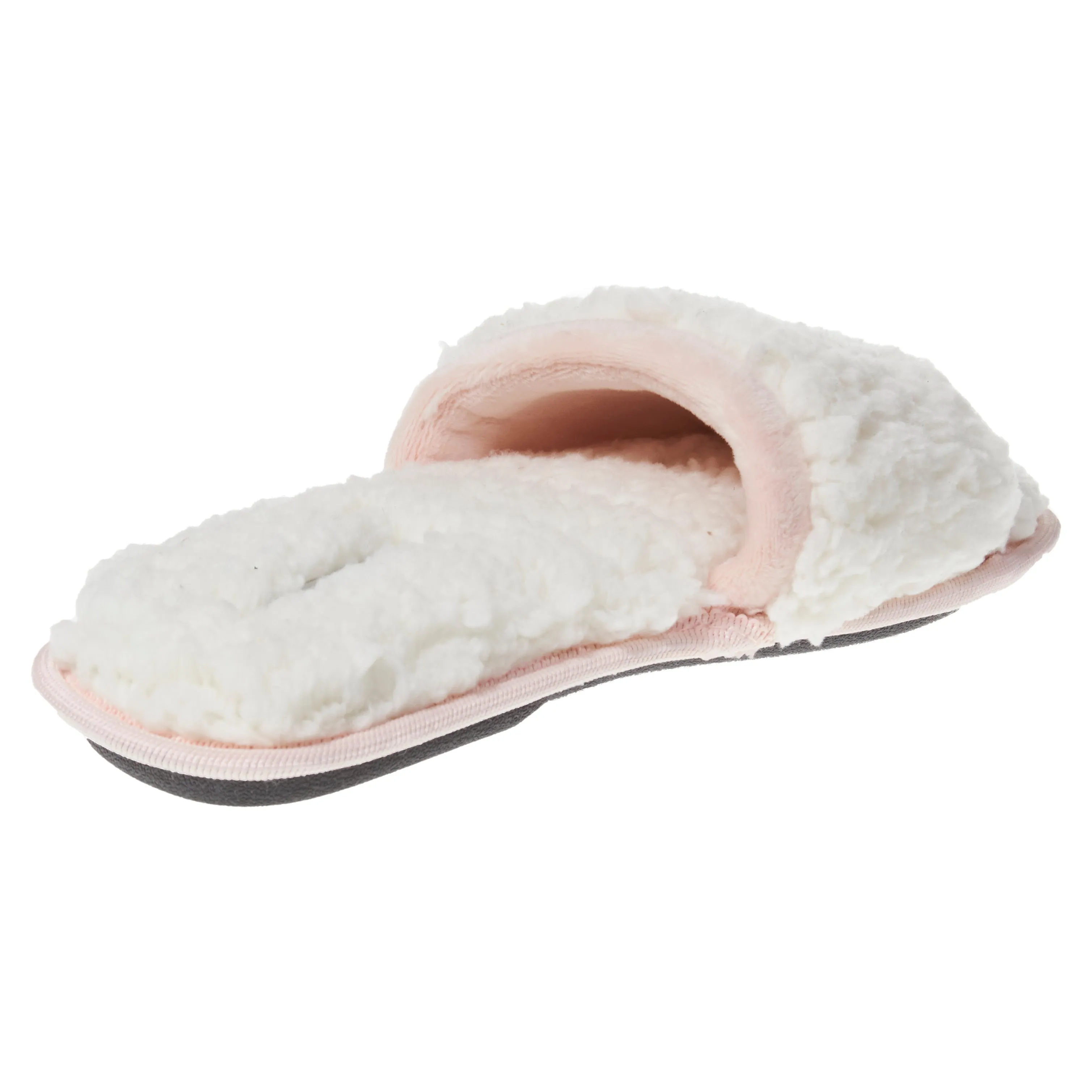 Laura Ashley Womens Ladies Luxury Spa Sherpa One Band with Memory Foam Slippers