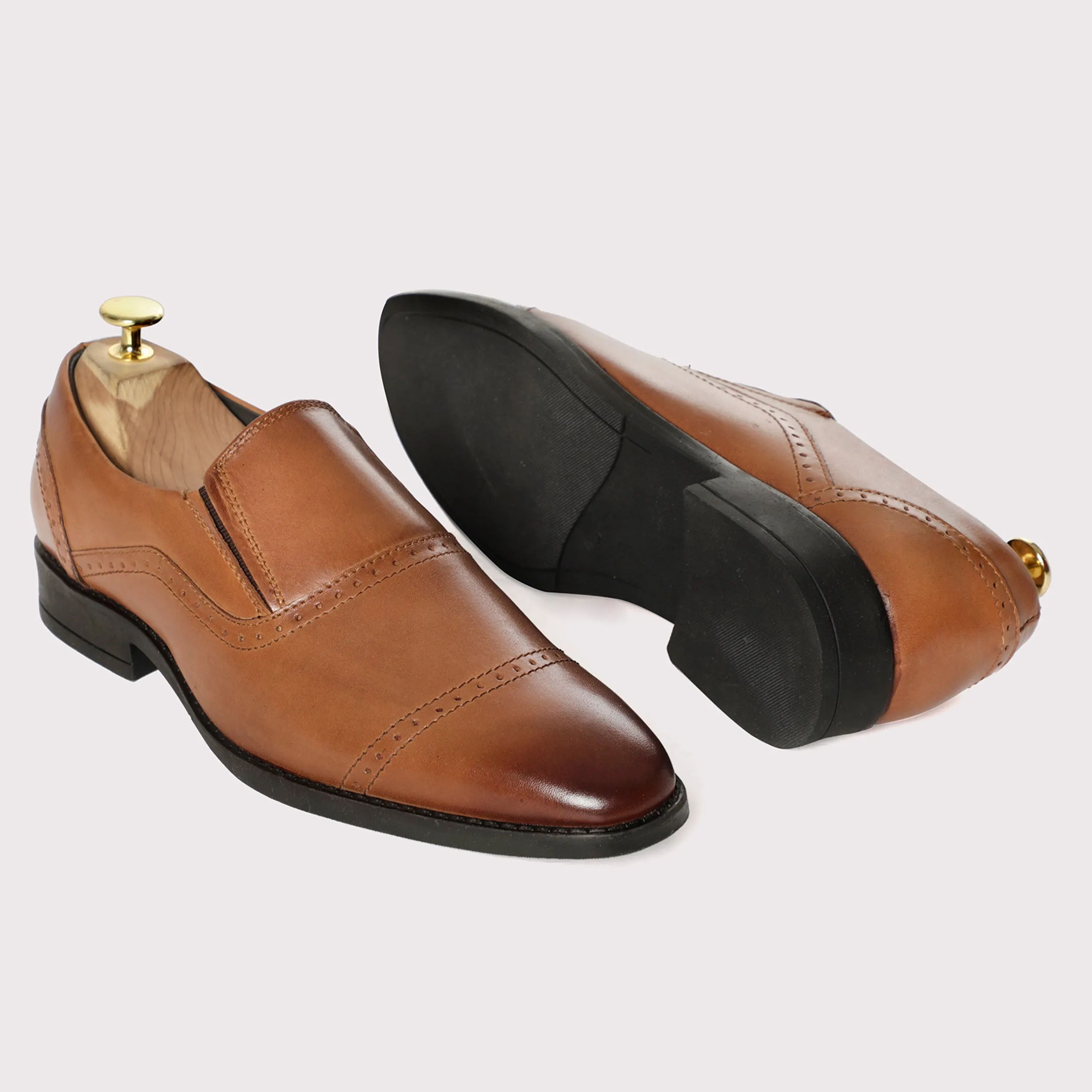 Louise Leather Moccasins - Tan