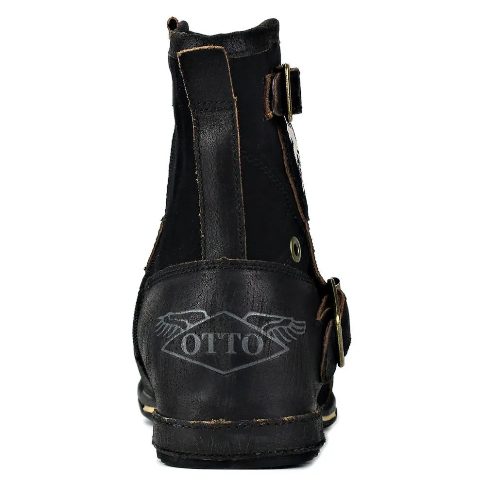 Men's Leathe Ankle Boots-Black