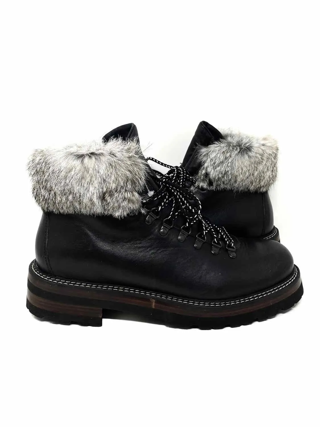 Montelliana Women's Black Leather Fur Lined Size 44/10 Boots