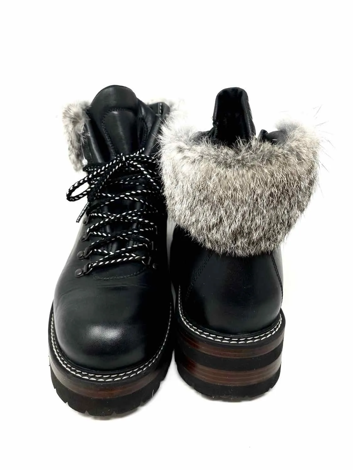 Montelliana Women's Black Leather Fur Lined Size 44/10 Boots