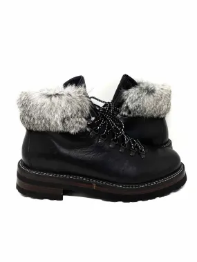 Montelliana Women's Black Leather Fur Lined Size 44/10 Boots