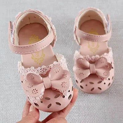 Newest Summer Kids Shoes Fashion Baby Breathable Hoolow Out Bow Shoes