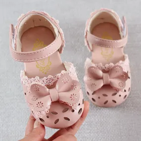 Newest Summer Kids Shoes Fashion Baby Breathable Hoolow Out Bow Shoes