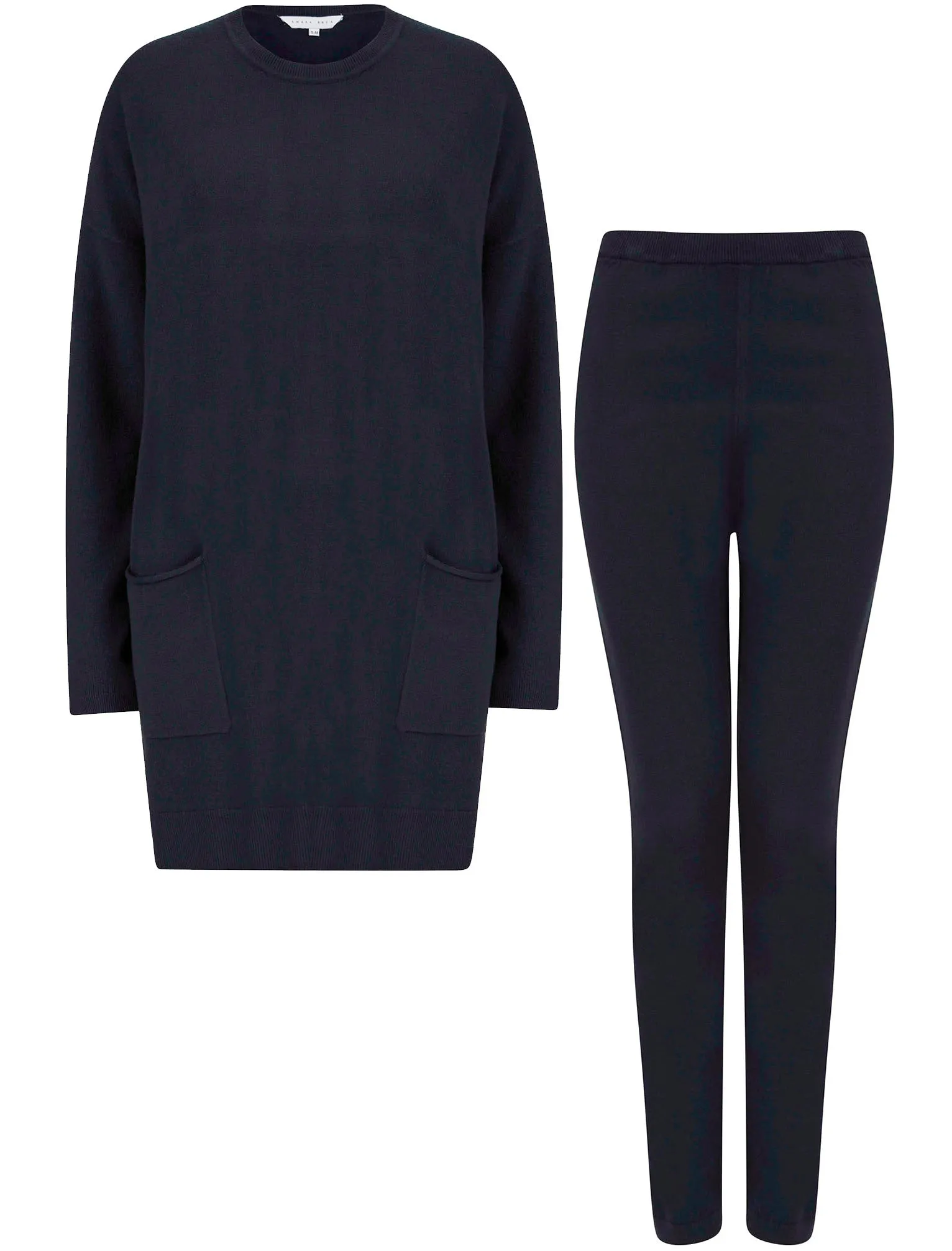 Ninette 2 Pc Jersey Knit Top / Pants Lounge Set in Navy - Amara Reya