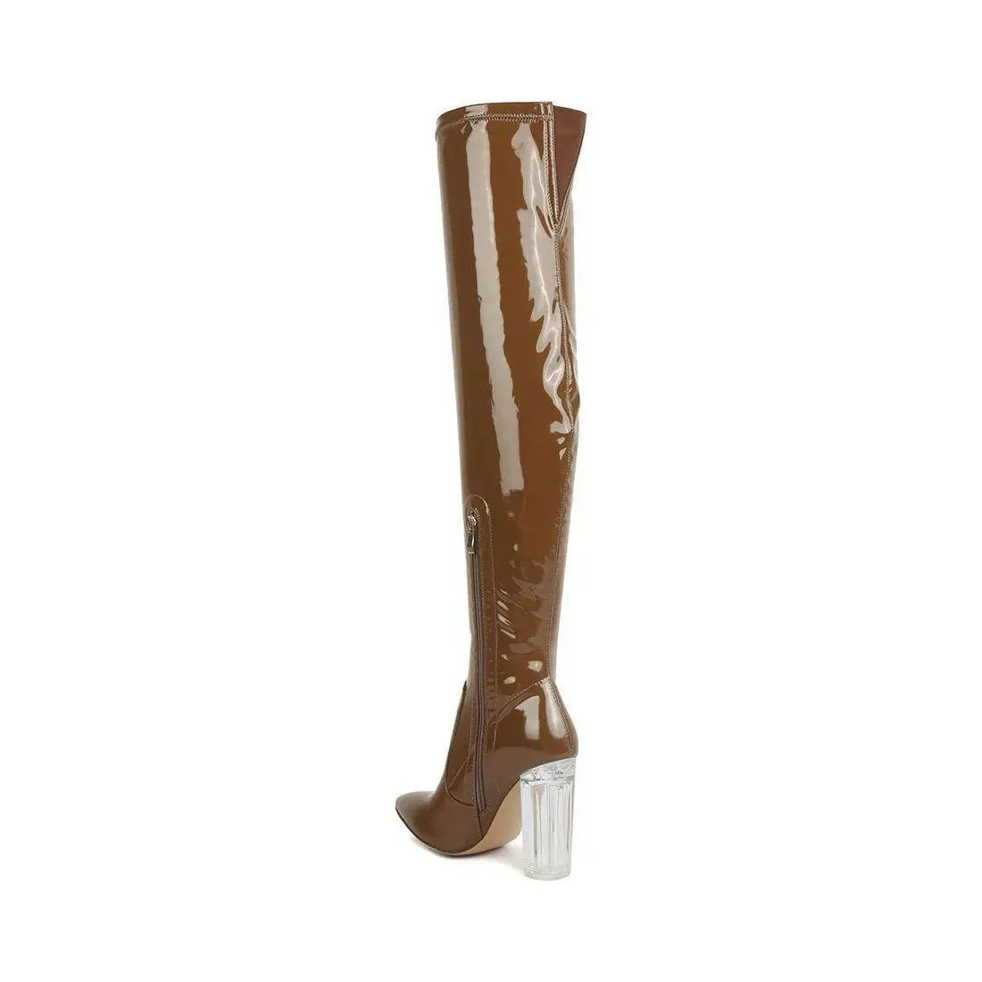 Noire Patent PU Thigh High Long Boots