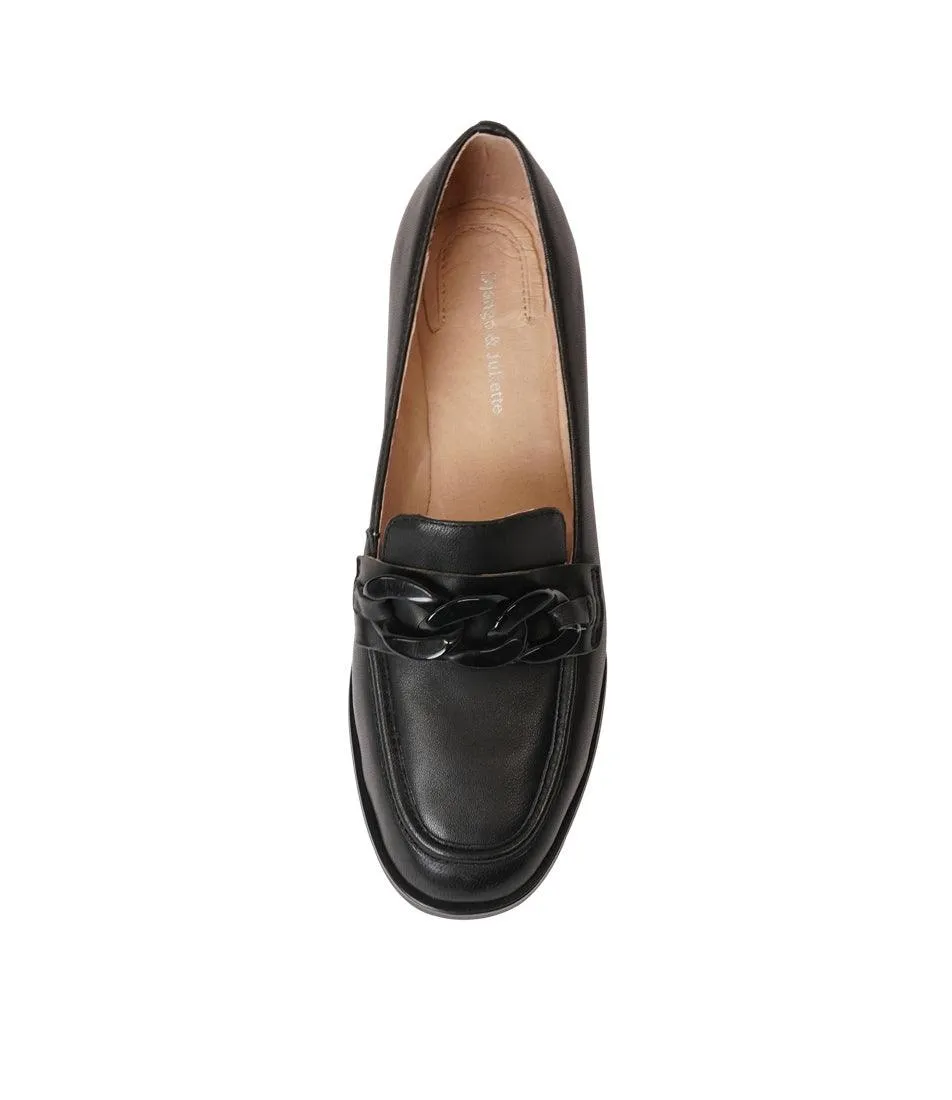 Nomass Black Leather Heeled Loafers