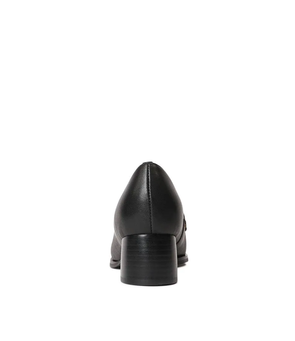 Nomass Black Leather Heeled Loafers