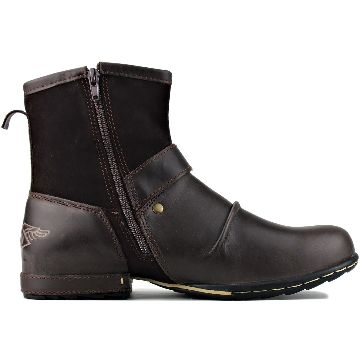 OSSTONE Men's Genuine Leathe Ankle Boots 5008-1-Dbrown