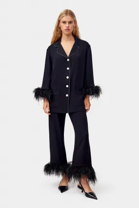 Party Pajamas Set with Detachable Feathers in Black