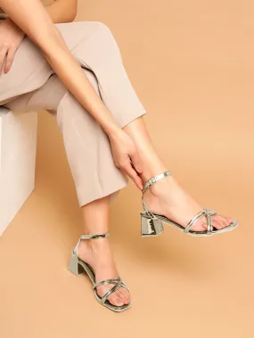 Pewter PU Stylish Buckle Block Sandals (TC-NK-002-PEW)