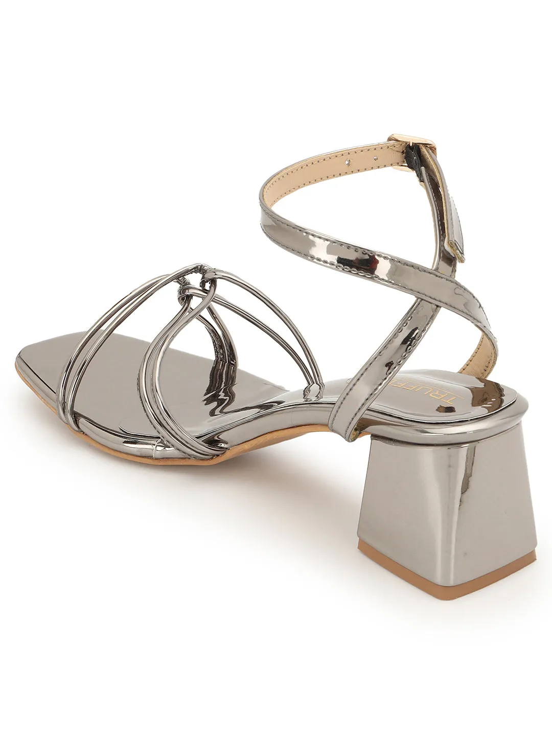 Pewter PU Stylish Buckle Block Sandals (TC-NK-002-PEW)