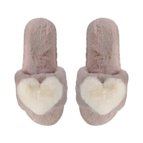 PLUSH HEART SLIPPERS (VARIOUS COLOURS)