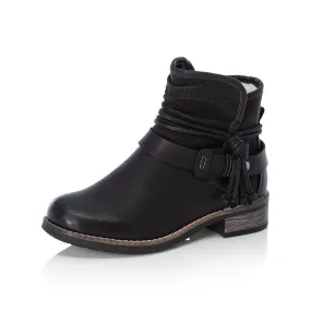 Rieker Black Chunky Rouched Fur Lined Ankle Boot